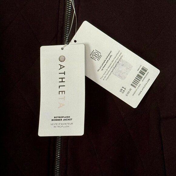 Athleta Retroplush Quilted Women's Bomber Jacket  - Black Size S NWT - Picture 8 of 12